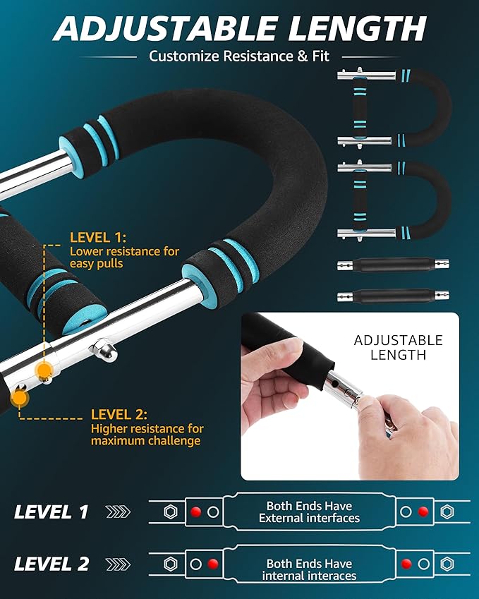 Twister Arm Exerciser, Adjustable Spring Workout Bar, Forearm Triceps Chest Inner Thigh Muscle Enhanced Exercise Strengthener, Upper Body Strength Builder Trainer, Home Fitness Equipment