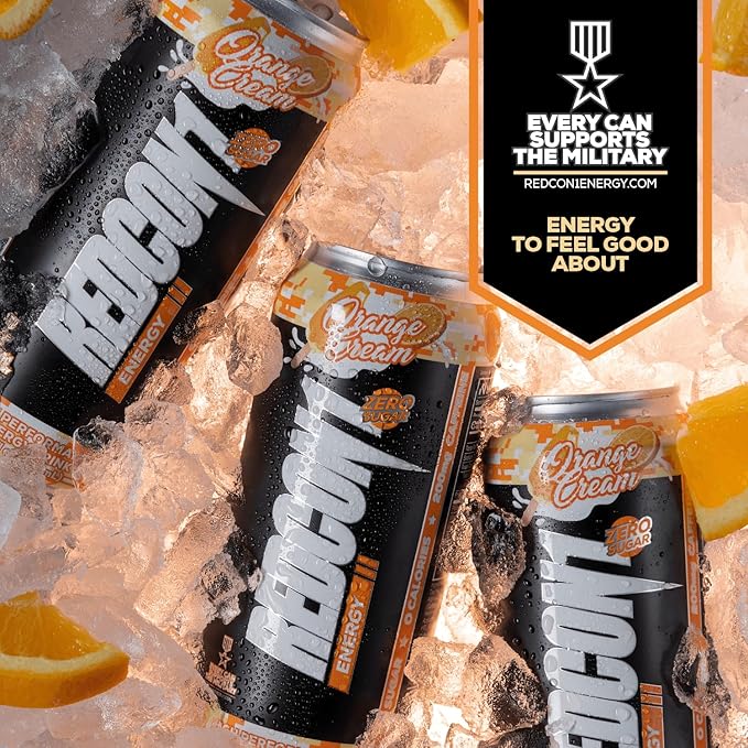 REDCON1 Energy High Performance Drink, Orange Cream - Zero Sugar Energy Drink with Alpha GPC Nootropic - 200mg of Natural Caffeine from Green Coffee Beans - Vitamin B6, B12 & B5 to Boost Mood (12 ct)