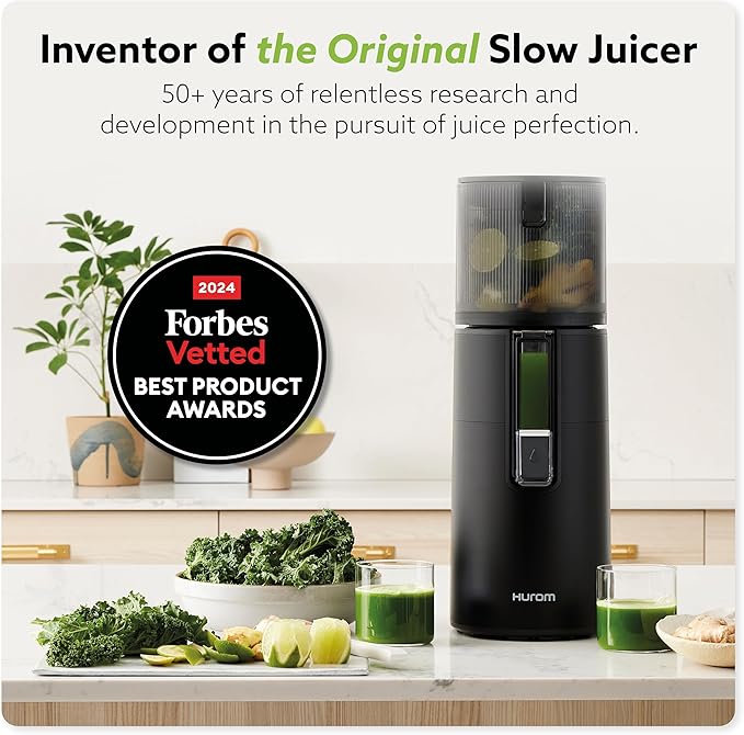 Hurom H400 Cold Press Juicer Machine, Award Winning Masticating Slow Juicer, Easy to Clean, Strainer & Hands Free with Self Feeding, Wide Mouth Hopper, Easy Assembly (Matte Black)