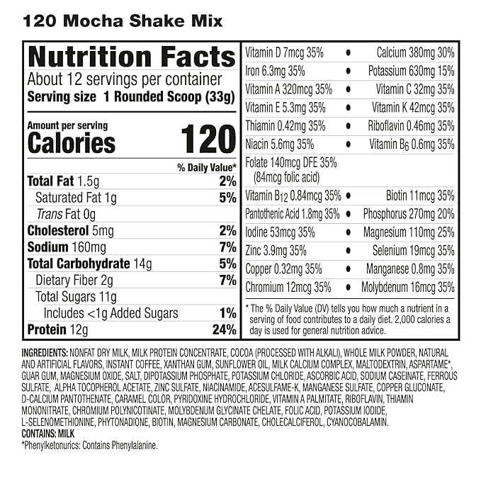 HMR 120 Shake Meal Replacement Powder | Mocha Shake Mix to Support Healthy Weight Loss | 12g of Protein | Nutritional Drink | Low Calorie Food | 12 Servings