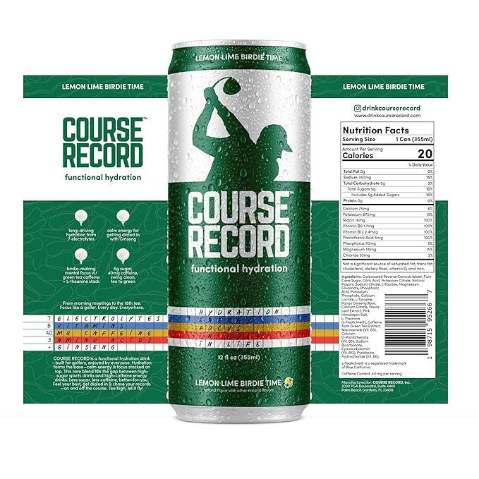 Functional Hydration Drink for Golfers β COURSE RECORD Variety Pack β Electrolytes, Calm Energy & Focus β Healthy Sports Drink β 12-Pack (12oz Cans) β Low Sugar, Low Caffeine