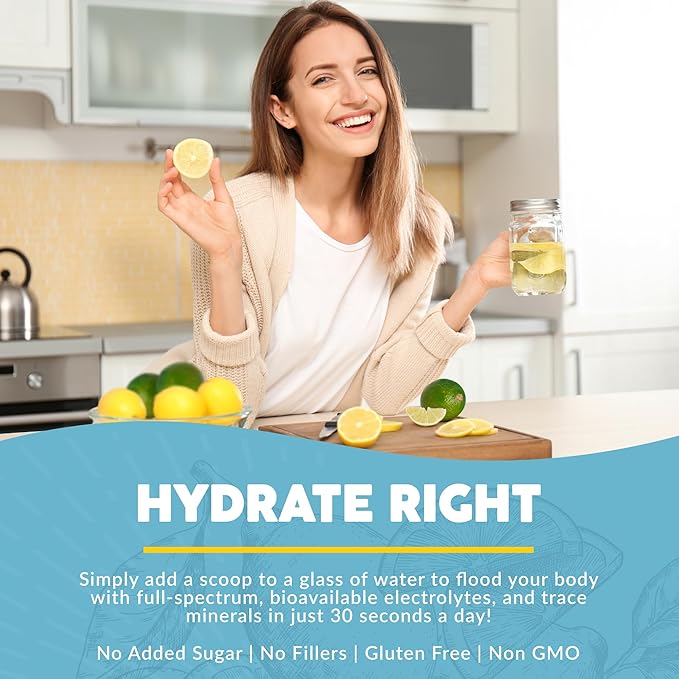 Paleovalley Essential Electrolytes Powder - Full Spectrum Lemon Lime Electrolyte Powder for Hydration, Energy and Muscle Recovery - No Sugar Added - 28 Servings