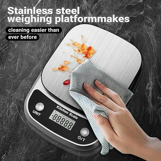 Food Kitchen Scale Digital Weight Grams and Oz,Professional Digital Kitchen Food Scales 10kg/1g for Weight Loss Dieting Baking Cooking,Stainless Steel Weighing Platform,LCD Display