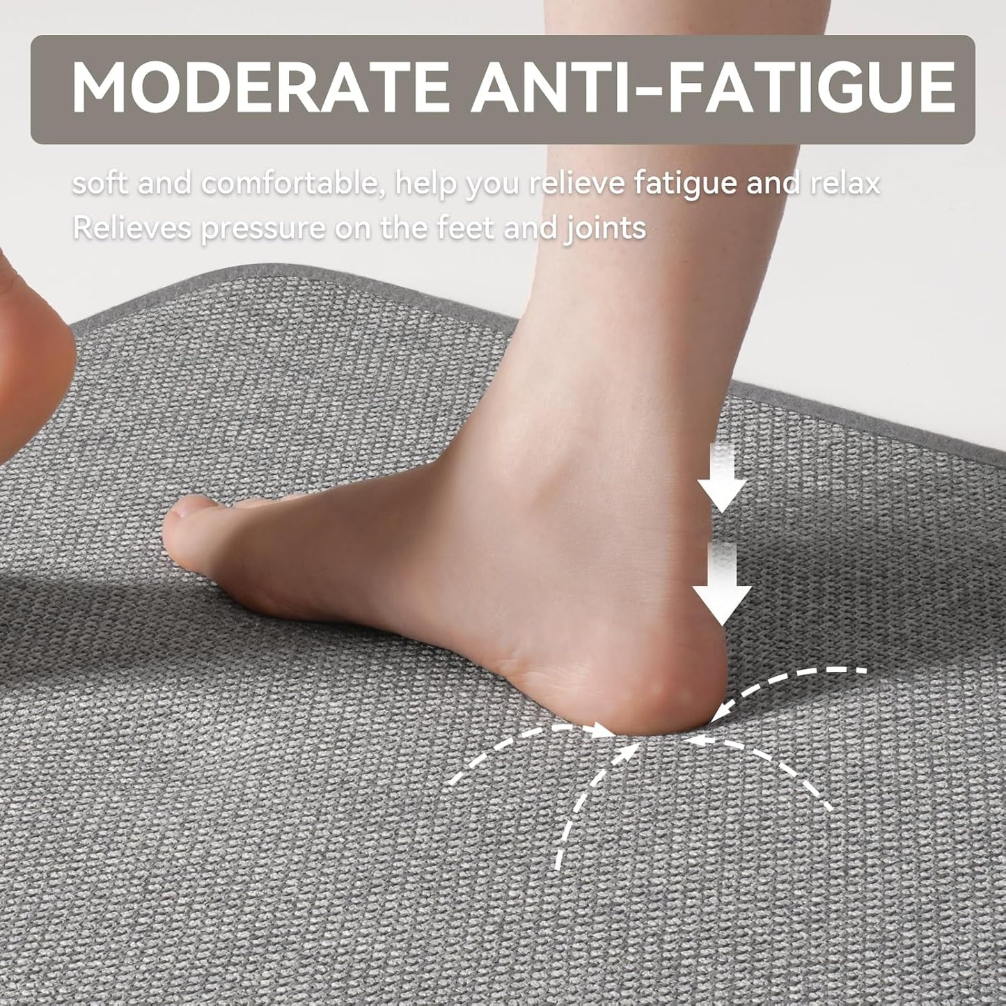 Kitchen Rugs Non Slip Washable Kitchen Mats for Floor, Super Absorbent Oil and Water Linen-Look Woven Runner Rug Sink Mat Standing Mat for Kitchen, Gray 17"x47"