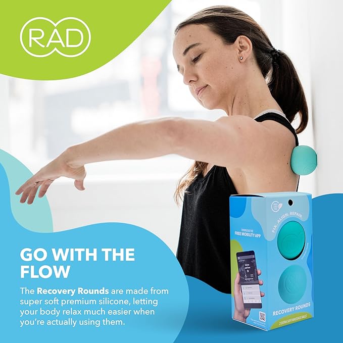 RAD Recovery Rounds - Extra Soft Yoga Deep Tissue Massage Ball Set – Myofascial Release Balls for Feet, Back, Neck, Legs & Arms – Trigger Point & Mobility Therapy (2-Pack)