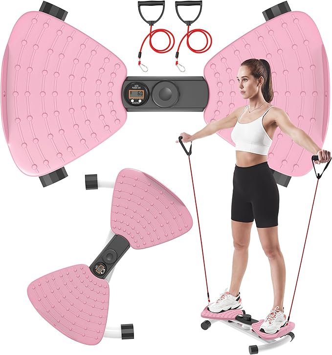 renZEC Waist Twister Machine, Adjustable Exercise Twist Board for Women Men, Noiseless Ab Twister for Home Gym Equipment, 330 lbs Capacity | Track Time, Reps, Calories with Digital Display