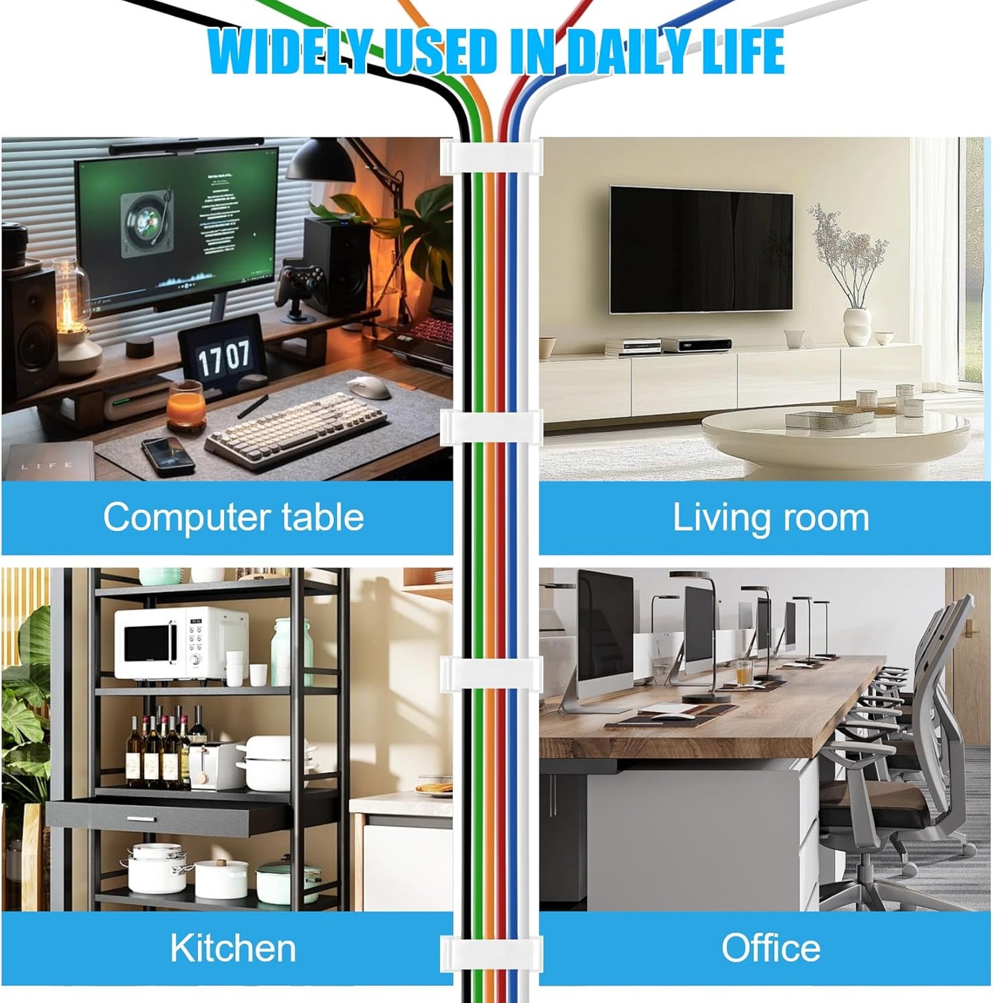 XHF 80 PCS Self Adhesive Cable Clips(XL) White,Wire Clips Cable Management Wire Organizer Cord Holder for Under Desk, Car, Wall, TV PC Ethernet Cable