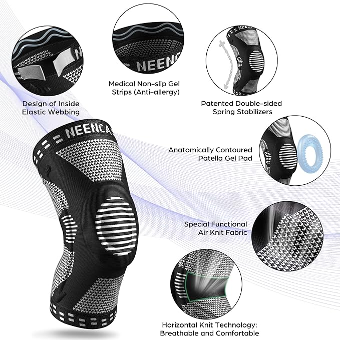 NEENCA Professional Knee Brace for Pain Relief, Medical Knee Support with Patella Pad & Side Stabilizers, Compression Knee Sleeve for Meniscus Tear, ACL, Joint Pain, Runner, Workout - FSA/HSA Eligible