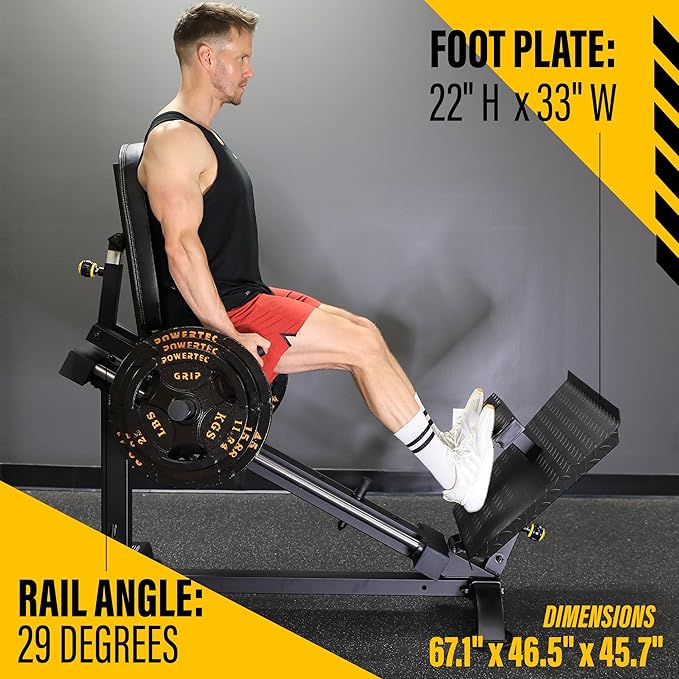 Powertec Fitness Leg Sled - Leg Press Machine, 700 LB Capacity, Black - Professional Home Gym Equipment - Heavy Duty Exercise Equipment for Lower Body Workout