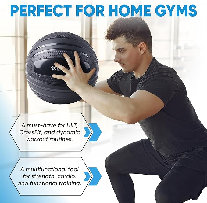bintiva Non Bounce Slam Ball - Exercise Weighted Deadball for Workout and Fitness Routines - Medicine Dead Weight Ball