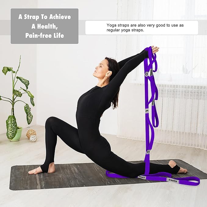 Stretching Strap Yoga Strap with 10 Loops, Non-Elastic Stretch Band for Physical Therapy, Flexibility, Exercise, Pilates, Dance & Gymnastics Workout