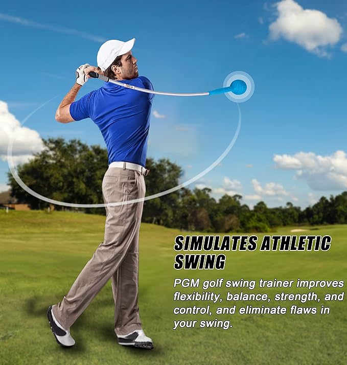 PGM Golf Swing Trainer Aid -2.0 Golf Swing Training Aid Golf Practice Warm-Up Stick for Strength Flexibility and Tempo Training -Suit for Practice Chipping Hitting Golf Accessories for Men and Women