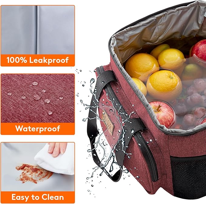 Lifewit Large Lunch Bag Insulated Lunch Box Soft Cooler Cooling Tote for Adult Men Women, Burgundy 24-Can (15L)
