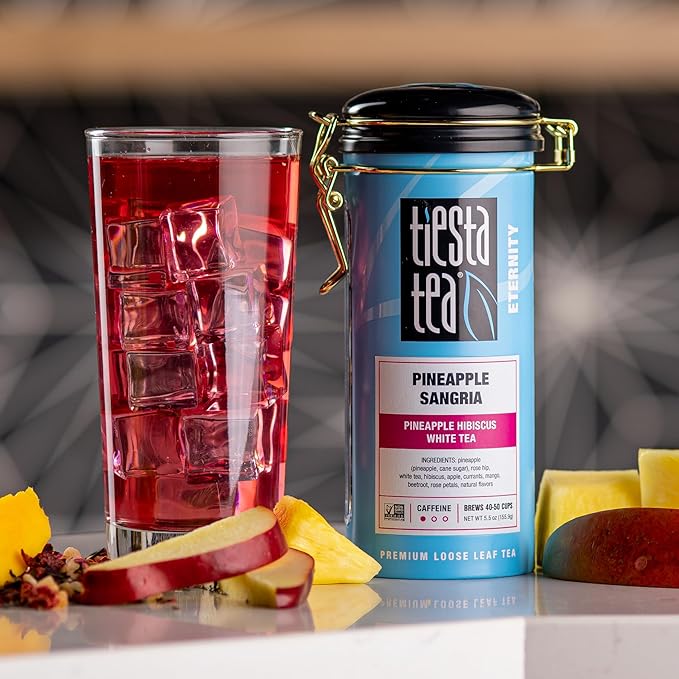 Tiesta Tea Pineapple Sangria Loose Leaf Tea – Pineapple Hibiscus White Tea Blend | Premium Low-Caffeine Fruit Infusion | Hot or Iced | 5.5oz Refillable Tin | Makes Up to 50 Cups