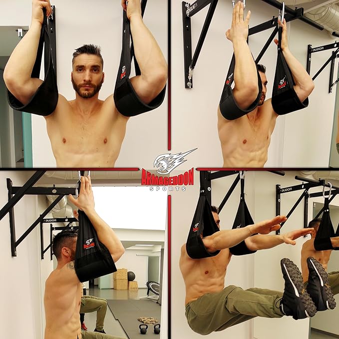 Premium Ab Slings Straps - Rip-Resistant Heavy Duty Pair for Pull Up Bar Hanging Leg Raiser Fitness - Ab Exercise Equipment, Superb Arm Padding for Abdominal Training Workout Equipment