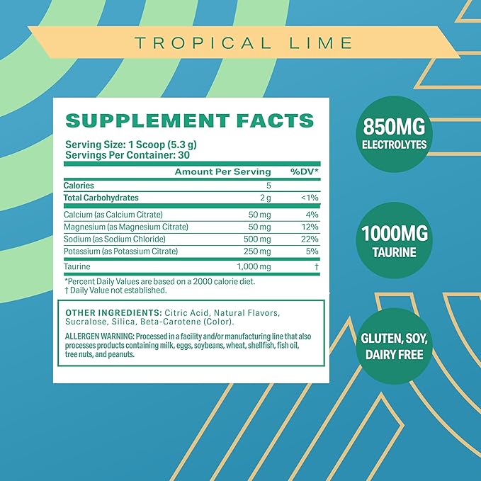 Podium Nutrition Training Salt + Electrolytes Powder, Tropical Lime, Post Workout Hydration & Muscle Recovery Support, Electrolyte Drink, Magnesium, Potassium,Calcium, Sodium Salts, 30 Servings