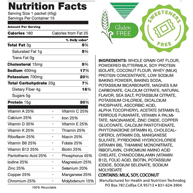 Health One High Protein Pancake & Baking Meal Replacement Powder | 15G Whey & Soy Isolate | GLP-1 Booster | Gluten Free Waffle & Muffin Mix | Just Add Water | No Artificial Sweeteners (15 Servings)