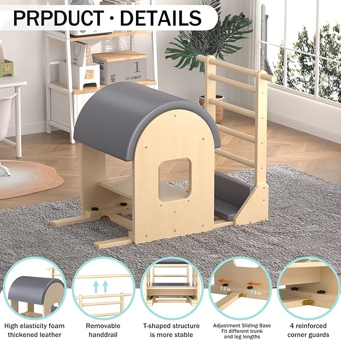 Pilates Ladder Barrel, Wooden Spine Corrector Pilates Machine for Home Workout, Pilates Arc for Balance, Core Strengthening and Stretching-9T2pw9