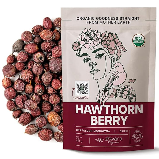 Organic Hawthorn Berry Tea (16 oz.) - Hawthorn Tea, Hawthorne Berries - High Blood Pressure, Heart Health Support, Relaxation