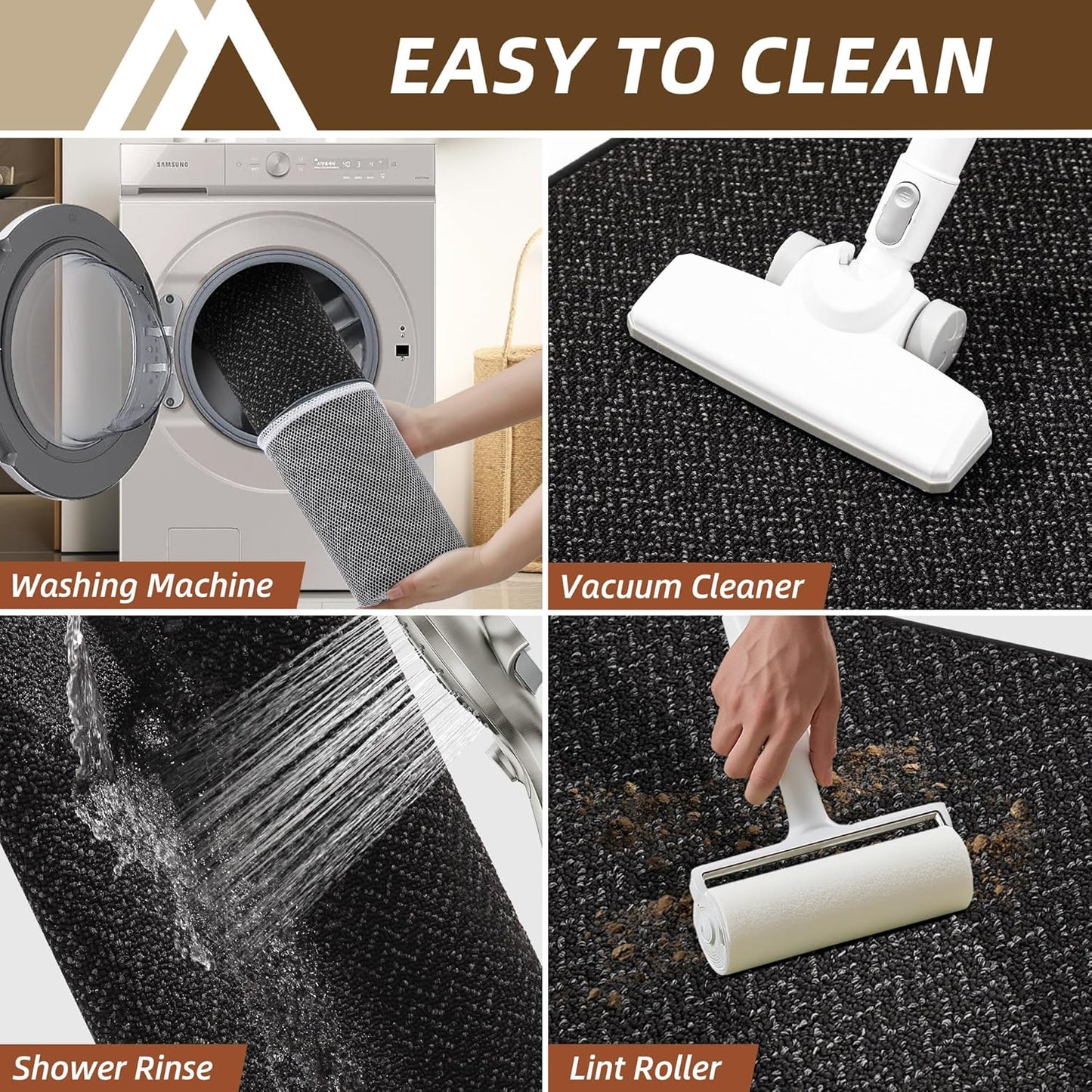 COSY HOMEER Kitchen Rugs 20"x32" Non-Slip Kitchen Mats for Floor Absorbent Stain Resistant Kitchen Floor Mat Machine Washable Rugs for Kitchen,Hallway,Sink,Black