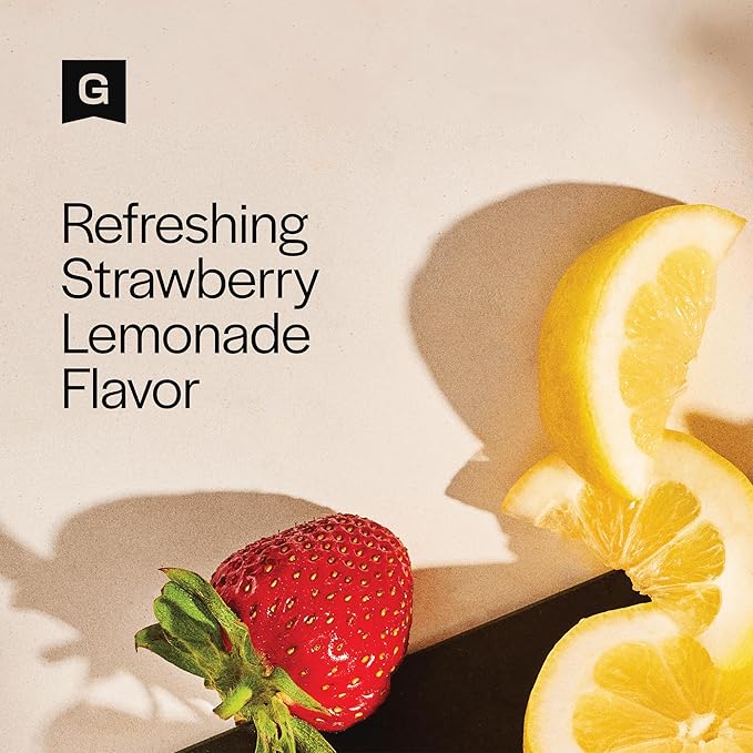 Gainful Hydration + Caffeine Powder Packets with Key Electrolytes Magnesium & Sodium + L Theanine, Low Sugar Drink Mix, Strawberry Lemonade, 21 Sticks