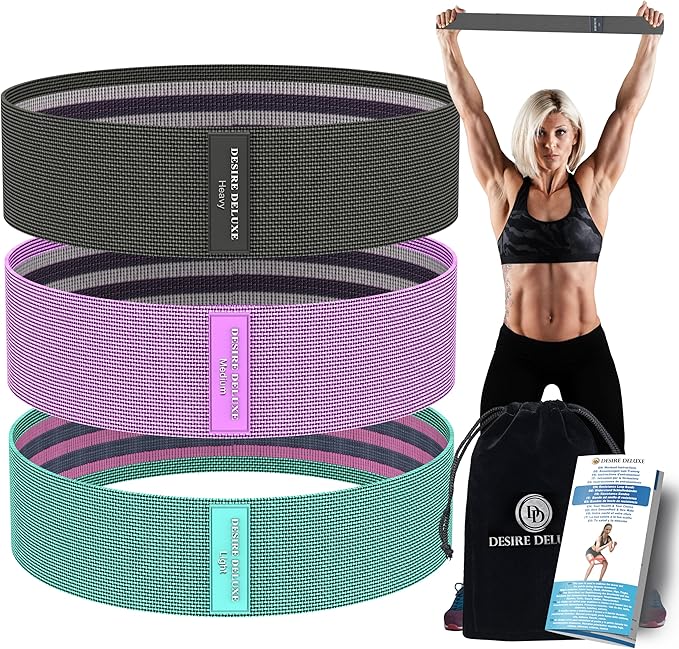 Desire Deluxe Resistance Band Exercise Workout Equipment Bands Set for Working Out Physical Therapy - Men & Women Elastic Stretch Booty Gym Equipment Accessories - Home, Fitness, Pilates, Yoga Pack 3