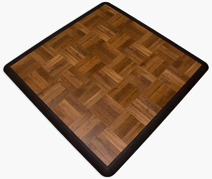 Big Floors 3X3DKOAKFLOOR Interlocking Lightweight Plastic Modular Dance Floor Kit (3' x 3'), Dark Oak, 21 Piece