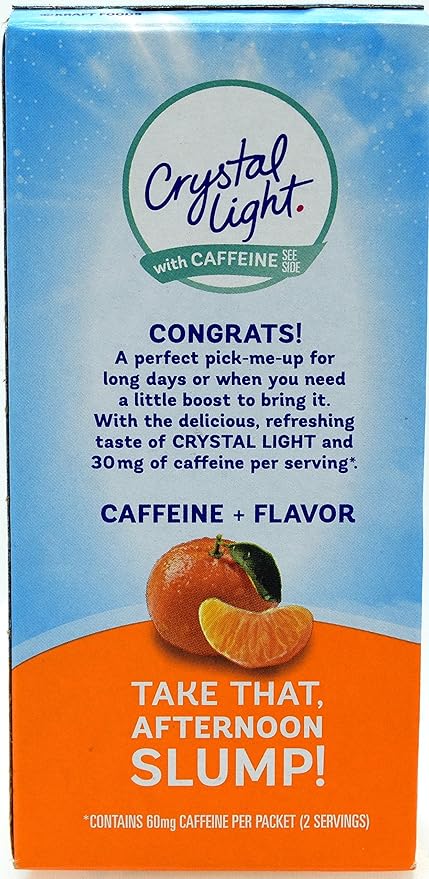 Crystal Light On The Go Citrus With Caffeine Drink Mix, 10-Packet Box (Pack of 25)