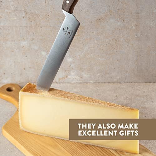 Formaticum - Professional Cheese Knife - 8" x 1.25" Firm & Hard Cheese Slicer, Rust-Proof Stainless Steel Blade with Solid Walnut Handle, Great Cheese Charcuterie Accessories - Handmade in Italy