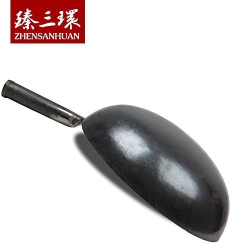臻三环 ZhenSanHuan Chinese Hand Hammered Iron Woks and Stir Fry Pans, Non-stick, No Coating, Carbon Steel Pow (34CM, Blue Black - Seasoned)