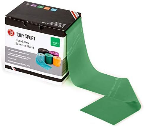 Body Sport Exercise Band, 50 yd. x 4 in. Roll, Heavy Resistance - Home & Gym Fitness Equipment for Stretching, Strength Training & Physical Therapy (Green)