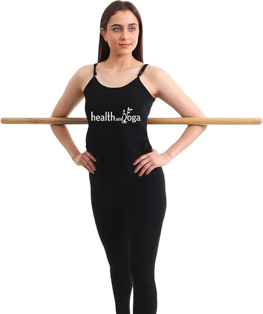 HealthAndYoga™ StretchNHeal Collapsible Multi-Use Wooden Yoga Stick - Regular and XL - Portable Posture Corrector Pole, Stretch Mobility Stick, Physical Workout Exercise Dowel