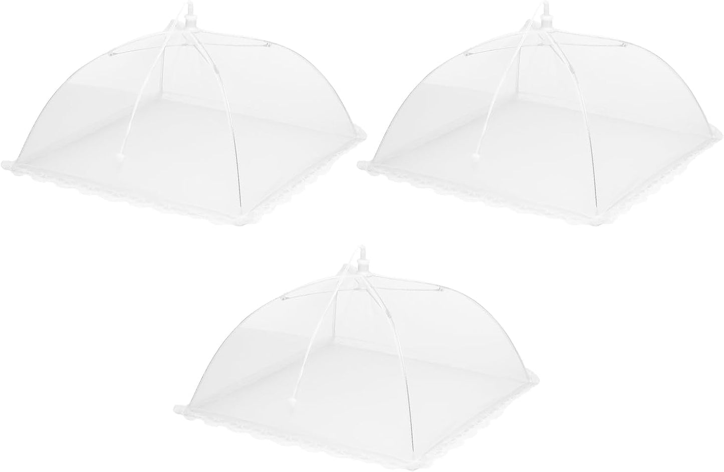 uxcell 3 Pcs Large and Tall Food Covers 13" Mesh Food Covers for Outdoors Collapsible Food Protector Covers Tent for Parties Outdoor Picnics BBQs, White
