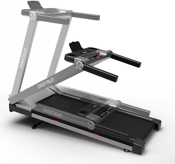 DeerRun Treadmills for Home with Incline and Handles, 3.5 HP Foldable Treadmill 350 LBS Weight Capacity for Small Spaces, Folding Running Machine with Smart APP