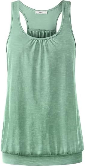 Miusey Womens Sleeveless Round Neck Loose Fit Racerback Yoga Tank Top