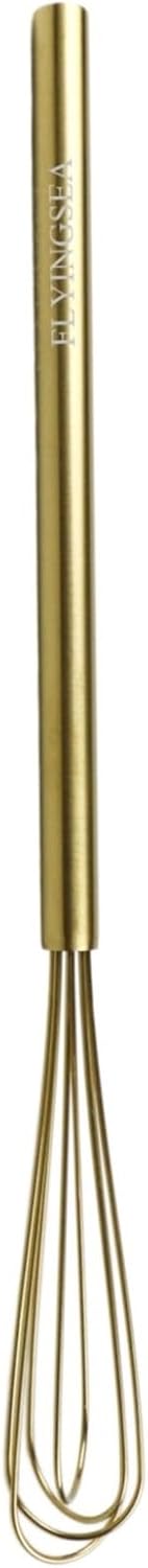 FLYINGSEA Whisk,Small Whisk,Mini Whisk,Stainless Steel Whisk,Wisk,Whisks for cooking,Cooking and Kitchen Gadget.(10.5 inches Golden)