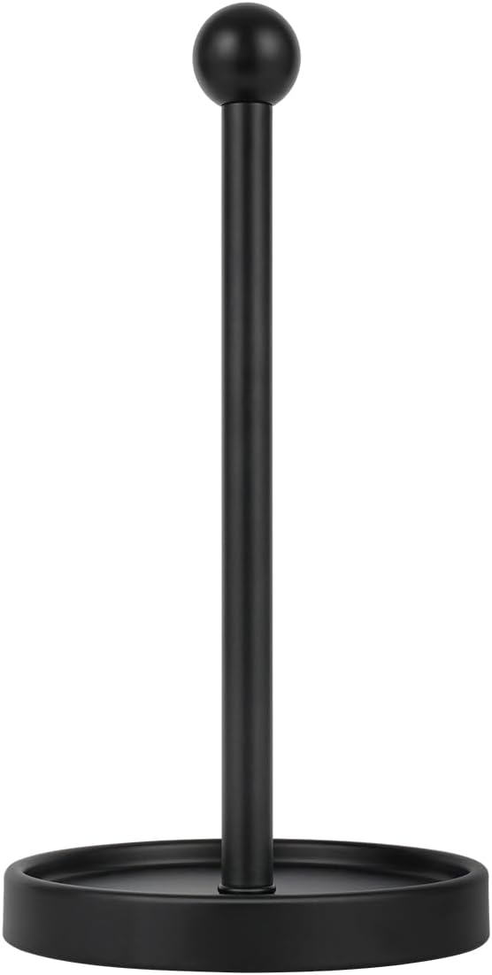 Ivilon Countertop Paper Towel Holder - Modern Sleek Ball Minimalist Design - Fits All Paper Towel Roll Sizes - Color Black