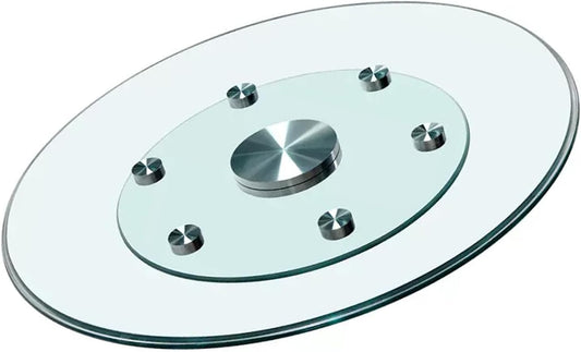 Glass Lazy Susan,31.3" Glass Lazy Susan for Dining Table Turntable Centerpiece with Swivel Assist System & Smooth Spin Round Tabletop Rotating Tray (31.3 in)