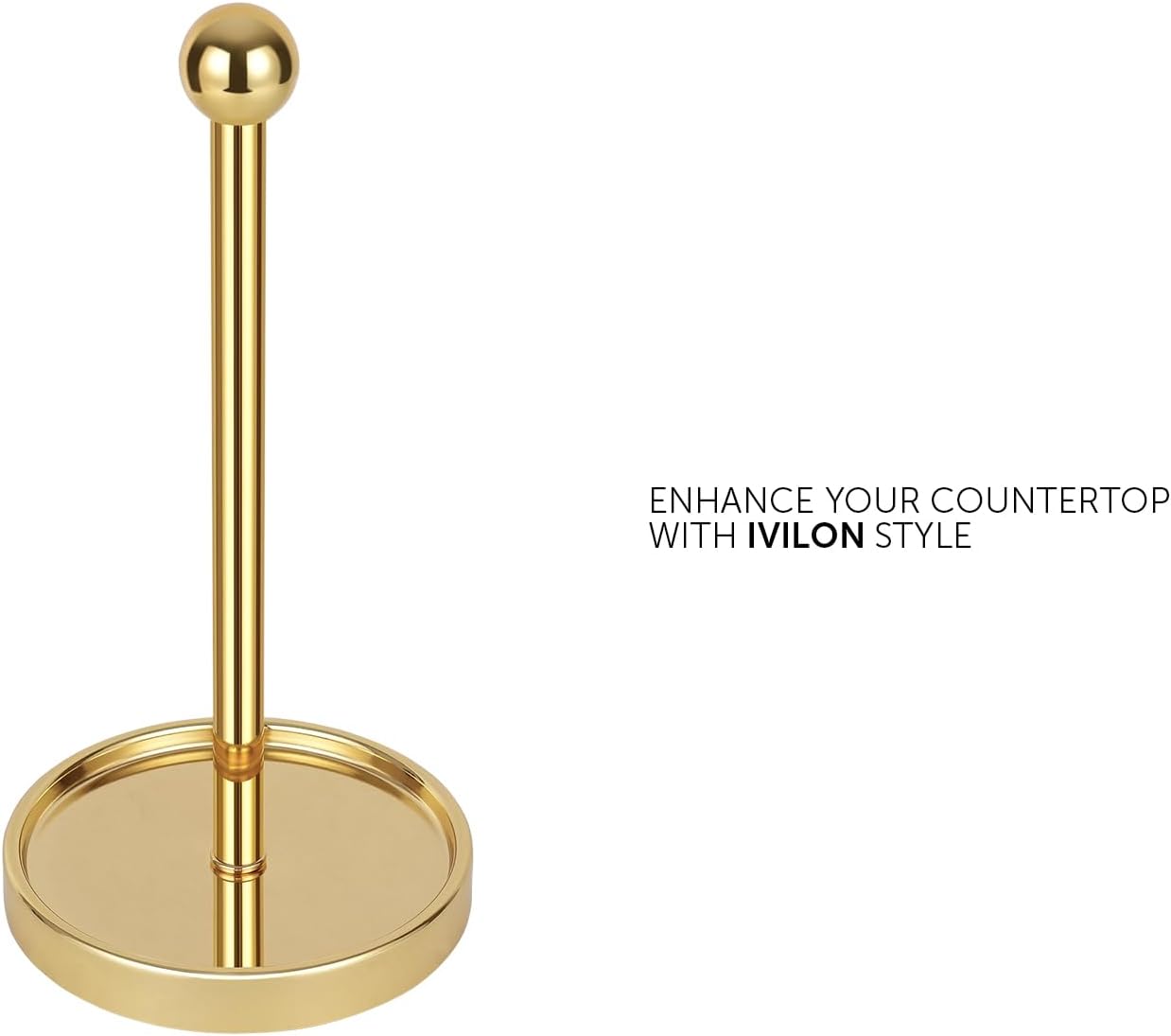 Ivilon Countertop Paper Towel Holder - Modern Sleek Ball Minimalist Design - Color Gold Polished