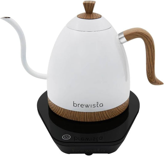 Brewista Artisan Electric Gooseneck Kettle, Water Boiler with LCD Panel, Precise Temperature Control, Fast Boiling and Keep Warm Settings for Pour-Over Coffee & Tea, Café, 1 Liter (Pearl White)