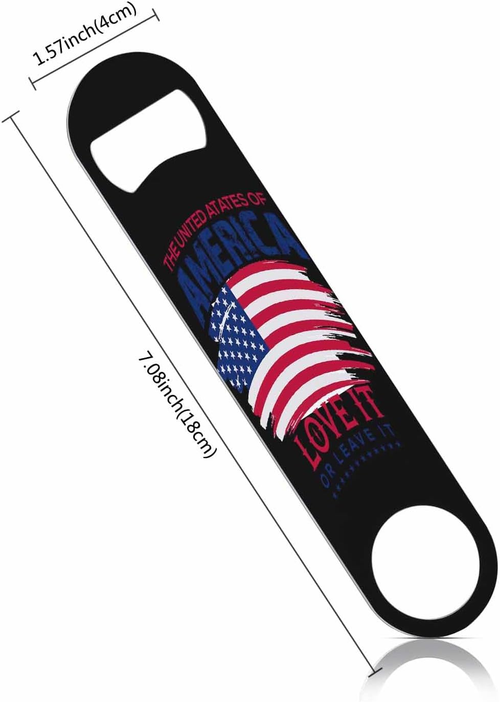 Flag Design Stainless Steel Bottle Opener The United States of America Love It or Leave It Love America Flat Beer Bottle Opener Keychain for Home Kitchen Bar Restaurant Party Birthday Gift