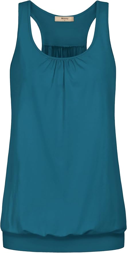 Miusey Womens Sleeveless Round Neck Loose Fit Racerback Yoga Tank Top