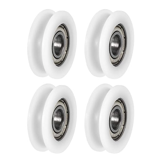 uxcell Nylon Pulley U Groove Ball Bearing Roller Guide Wheel 6x22x7mm Double Metal Shielded (GCr15) Chrome Steel Bearings 4pcs
