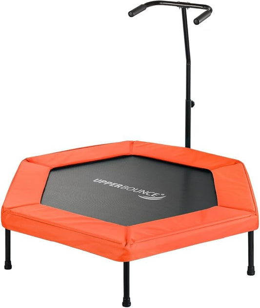 Upper Bounce Mini Workout Trampoline with Adjustable T-Shaped Handrail – Hexagonal Rebounder Trampoline for Kids & Adults – Fitness & Recreational Trampolines, Supports up to 220 lbs.