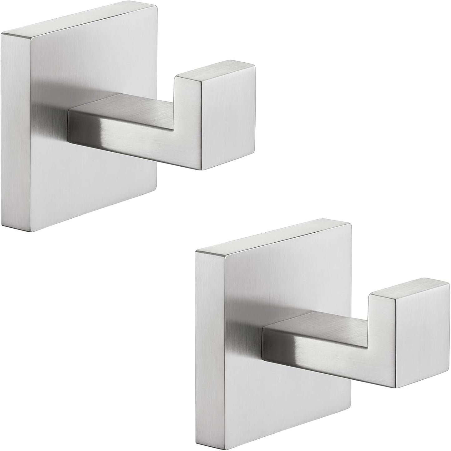 Angle Simple Towel Hooks for Bathroom, SUS 304 Stainless Steel Robe Coat Hooks for Wall, Brushed Nickel, 2 Pack