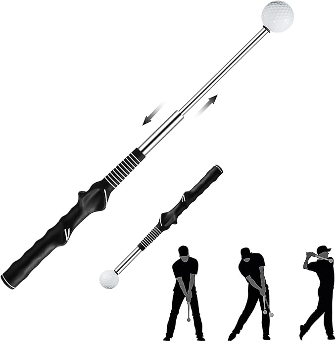 Retractable Golf Swing Training Aid - Golf Swing Trainer, Portable Grip Trainer for Indoor & Outdoor Practice, Improving Strength