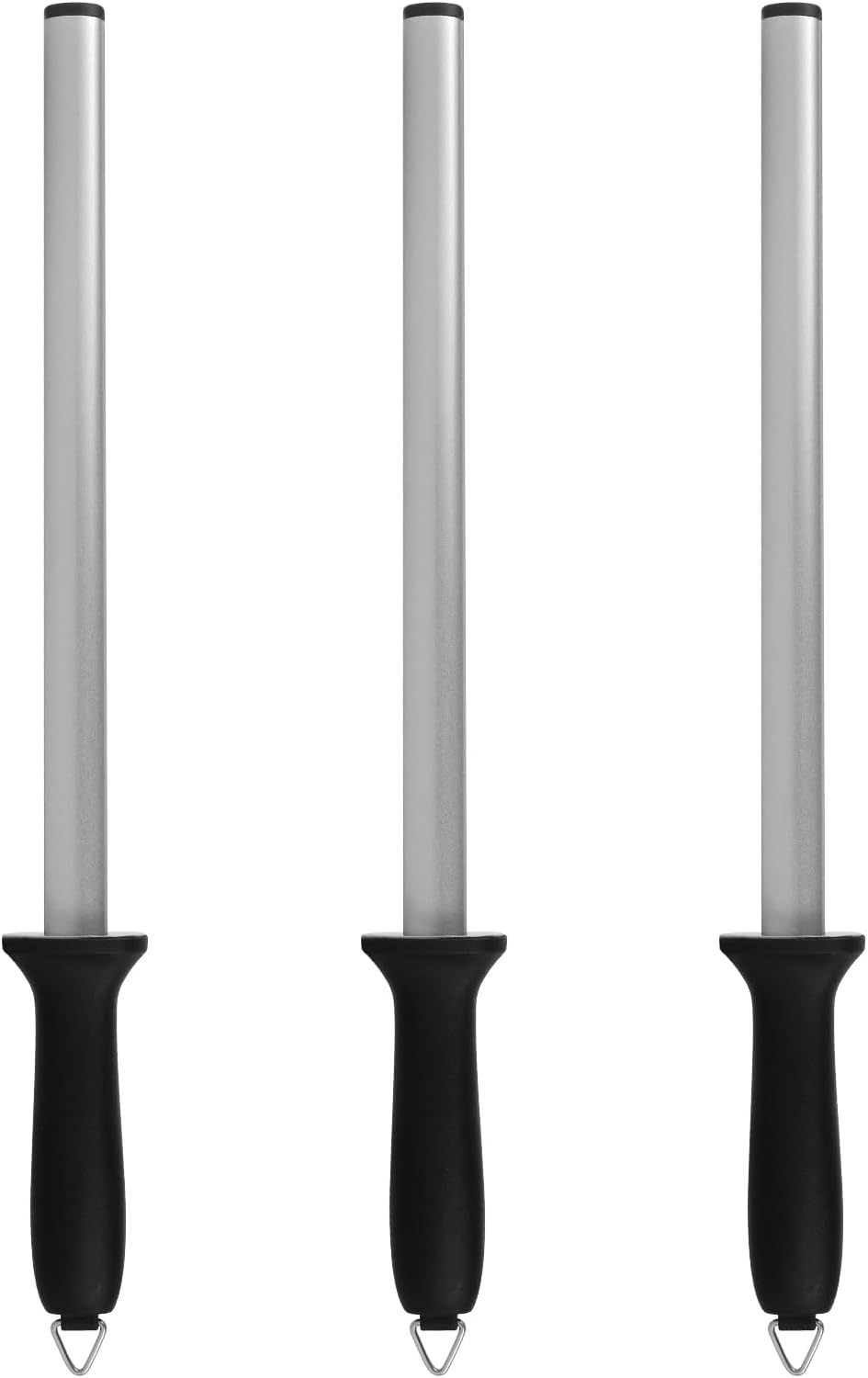 3 PCS 12 Inch Diamond Honing Steel, Diamond Sharpening Rod Knife 1000 Grit Sharpener Rod with Hanging Holes for Kitchen Knife, Chef, Hunting or Home Gourmet Blade, 17" Overall