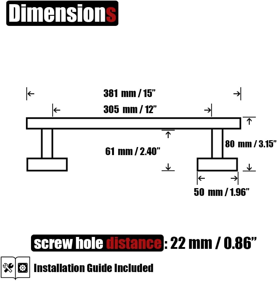 JQK Bathroom Towel Bar, 15 Inch 304 Stainless Steel Thicken 0.8mm Towel Rack, Towel Holder Brushed Finished Wall Mount, Useable Length 12 Inch, TB110L12-BN