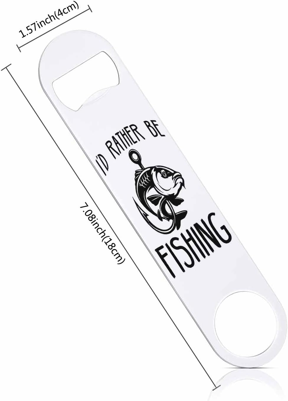 Fish Stainless Steel Bottle Opener I'D Rather Be Fishings Lettering Flat Beer Bottle Opener Keychain for Home Kitchen Bar Restaurant Party Birthday Gift