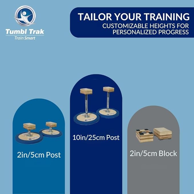 Tumbl Trak 3 in 1 Adjustable Handstand Canes – High Canes, Low Canes & Yoga Blocks – Gymnastics, Acrobatics, & Contortionist Equipment for Skill Development